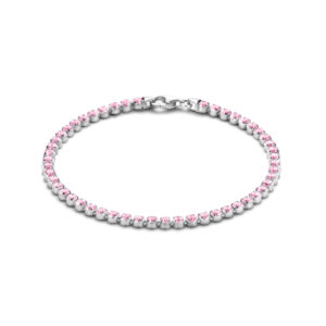 tennisarmband roze zirkonia 2,8 mm 16 + 3 cm zilver gerhodineerd