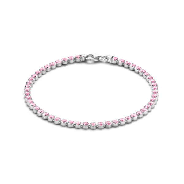 tennisarmband roze zirkonia 2,8 mm 16 + 3 cm zilver gerhodineerd