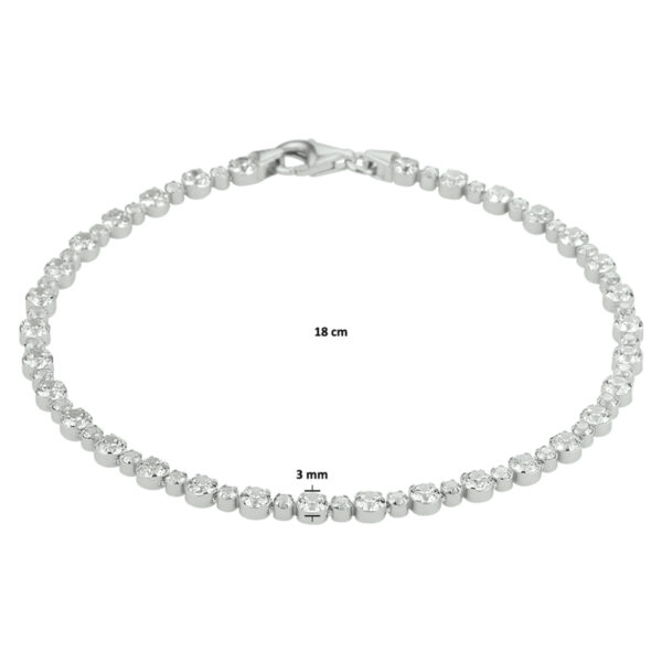 tennisarmband zirkonia 3,0 mm 18 cm zilver gerhodineerd - Afbeelding 3