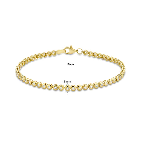 tennisarmband zirkonia 3,0 mm 19 cm 14K geelgoud - Afbeelding 3