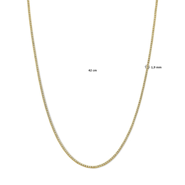 tenniscollier lab grown diamant 2.00ct g si 1,9 mm 42 cm 14K geelgoud - Afbeelding 4