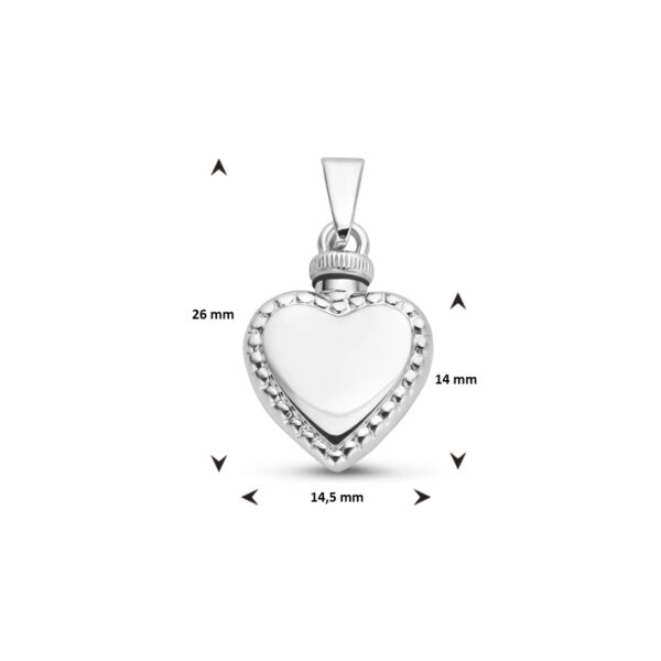 urnhanger hart bolletjes zilver gerhodineerd - Afbeelding 4