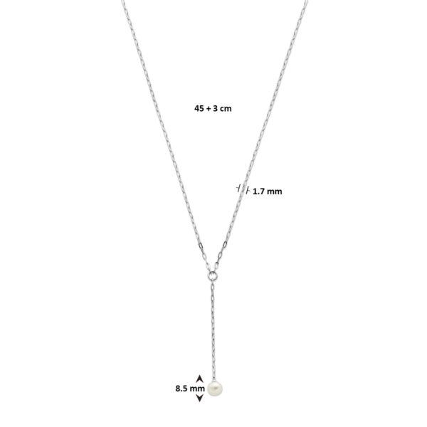 y-collier parel 45 + 3 cm zilver gerhodineerd - Afbeelding 4