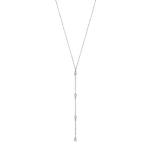y-collier zirkonia 41 + 4 cm zilver gerhodineerd