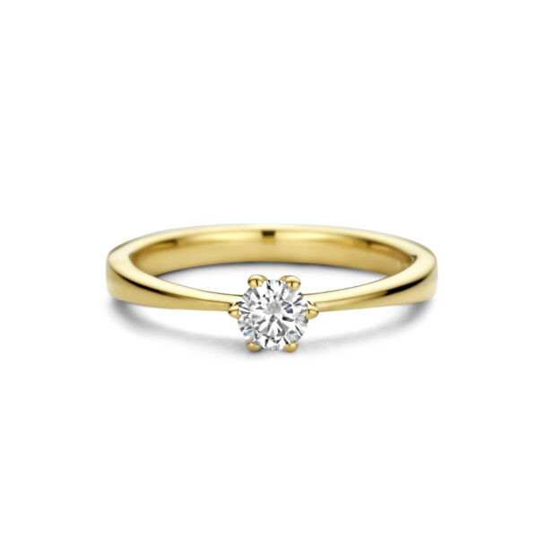 aanzoeksring diamant 0.25ct h si 14K geelgoud - Afbeelding 4