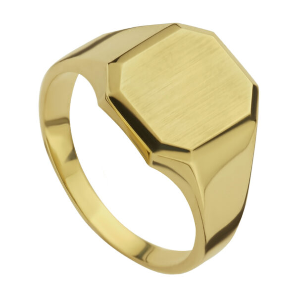 graveerring massief mat gediamanteerd 14K geelgoud - Afbeelding 2