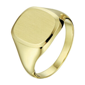 graveerring massief mat gediamanteerd 14K geelgoud