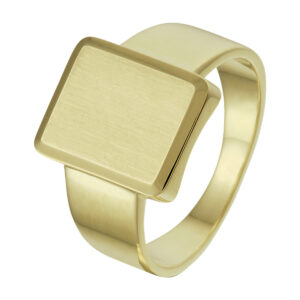 graveerring massief mat gediamanteerd 14K geelgoud