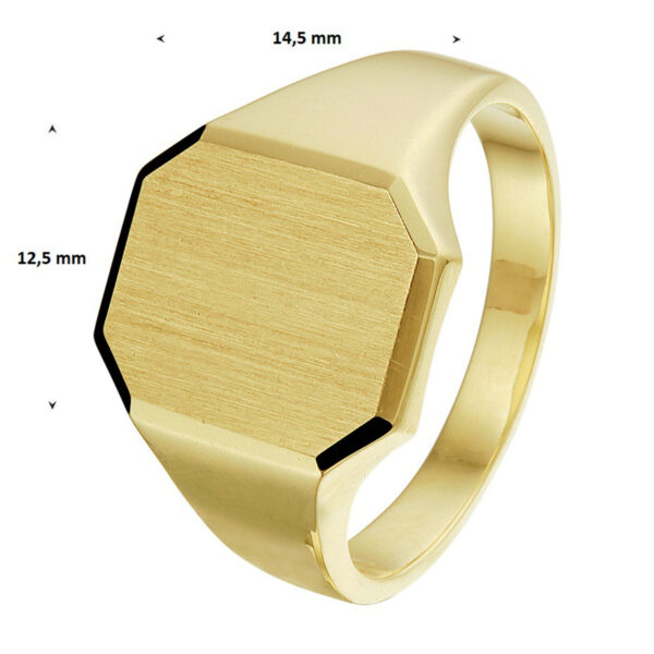 graveerring massief mat gediamanteerd 14K geelgoud - Afbeelding 3