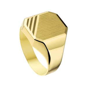 graveerring mat gediamanteerd 14K geelgoud