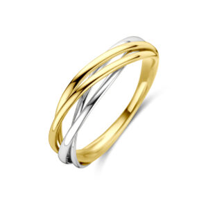 ring 14K bicolor goud geel/wit