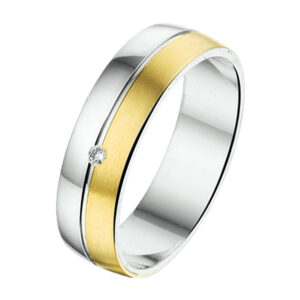 ring al761 - 6 mm - 0.02ct h si goud met zilver