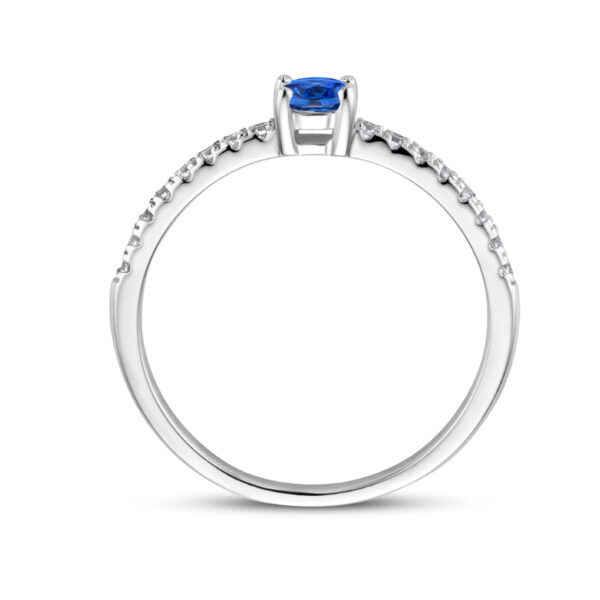 ring blauw en wit zirkonia zilver gerhodineerd - Afbeelding 3
