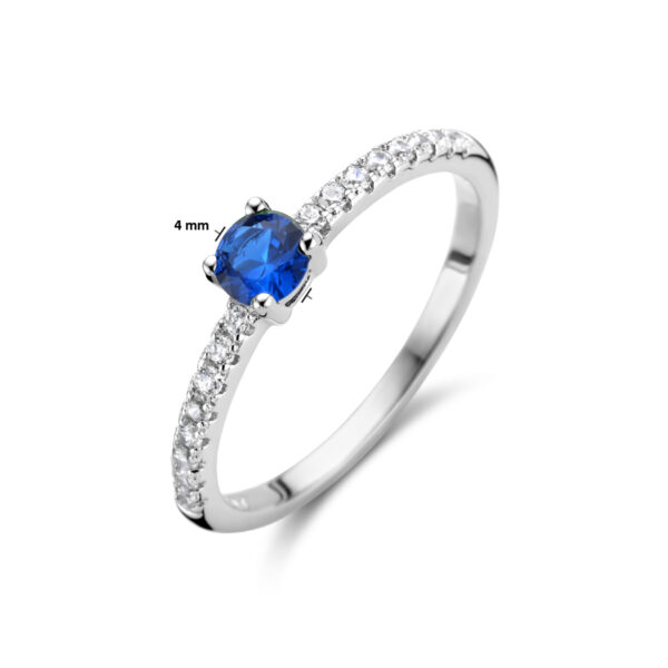 ring blauw en wit zirkonia zilver gerhodineerd - Afbeelding 4