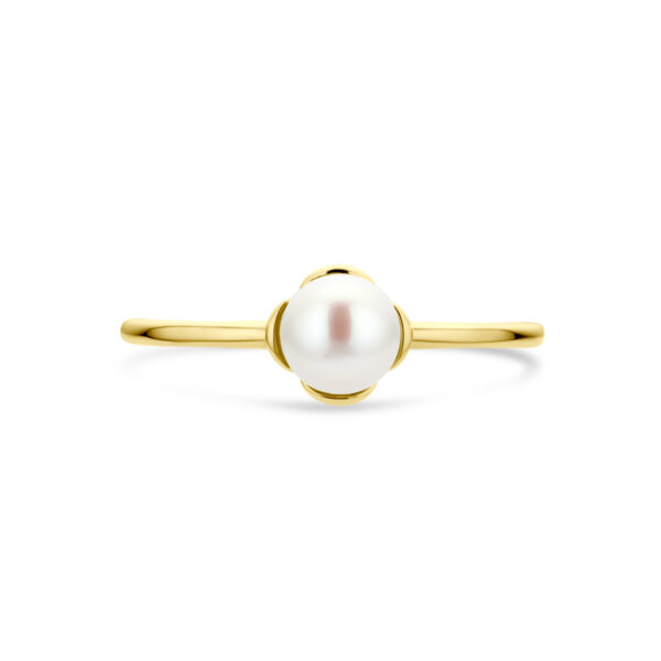 ring bloem parel 14K geelgoud - Afbeelding 4