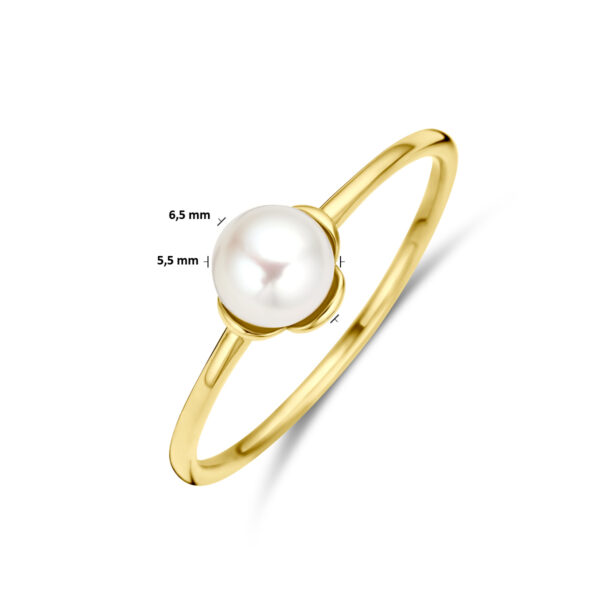 ring bloem parel 14K geelgoud - Afbeelding 5