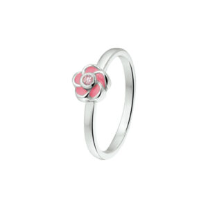 ring bloem zirkonia zilver gerhodineerd