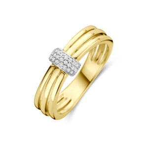 ring diamant 0.08ct h si 14K bicolor goud geel/wit