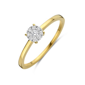 ring diamant 0.13ct h si 14K bicolor goud geel/wit