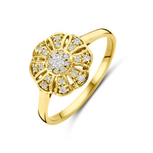 ring diamant 0.22ct h si 14K geelgoud