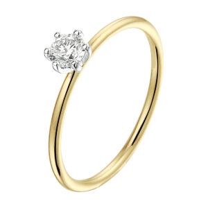 ring diamant 0.245ct h si 14K bicolor goud geel/wit