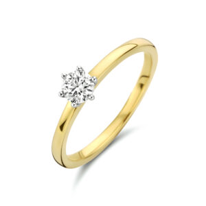 ring diamant 0.25ct h si 14K bicolor goud geel/wit
