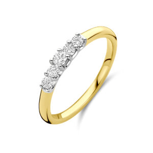ring diamant 0.30ct h si 14K bicolor goud geel/wit