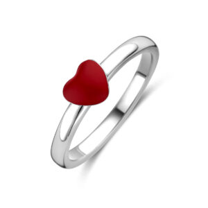 ring emaille hartje zilver gerhodineerd