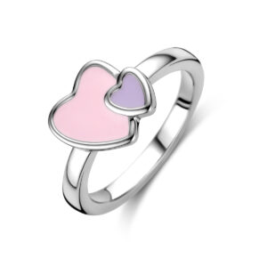 ring emaille hartjes zilver gerhodineerd