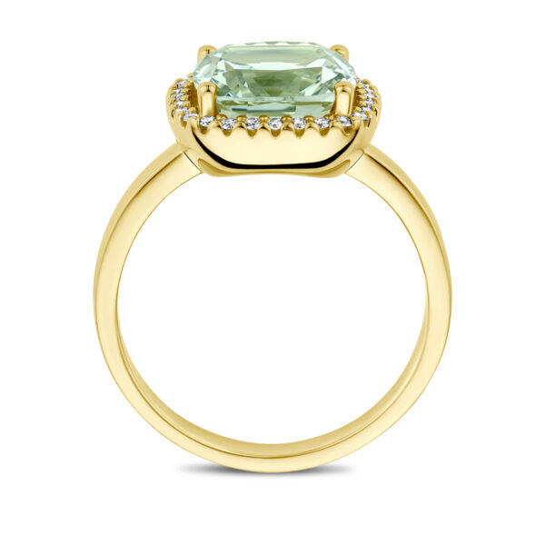 ring groen amethist en diamant 0.14ct h si 14K geelgoud - Afbeelding 3