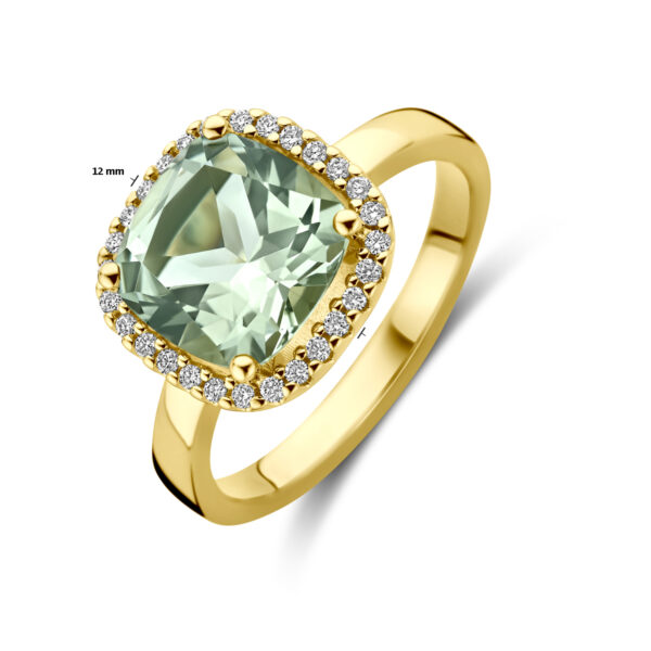 ring groen amethist en diamant 0.14ct h si 14K geelgoud - Afbeelding 5