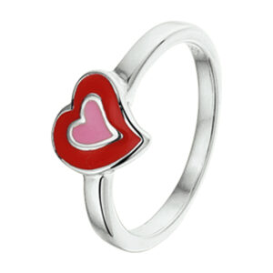 ring hart emaille zilver gerhodineerd