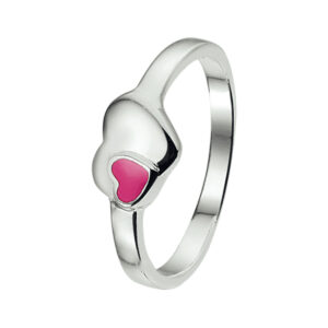 ring hart emaille zilver wit