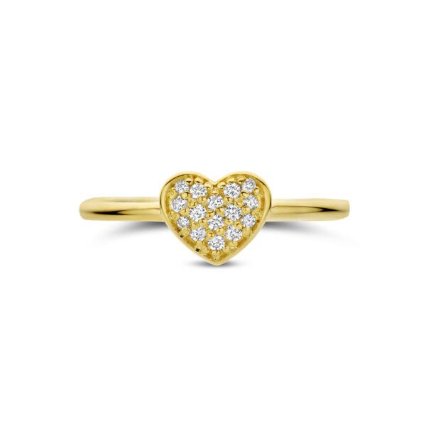ring hartje diamant 0.10ct h si 14K geelgoud - Afbeelding 4