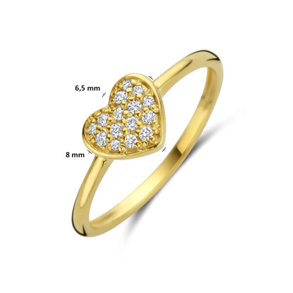 ring hartje diamant 0.10ct h si 14K geelgoud - Afbeelding 5