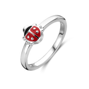 ring lieveheersbeestje zilver gerhodineerd