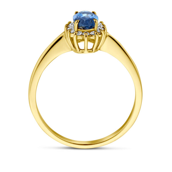 ring london blue topaas en diamant 0.11ct h si 14K geelgoud - Afbeelding 3