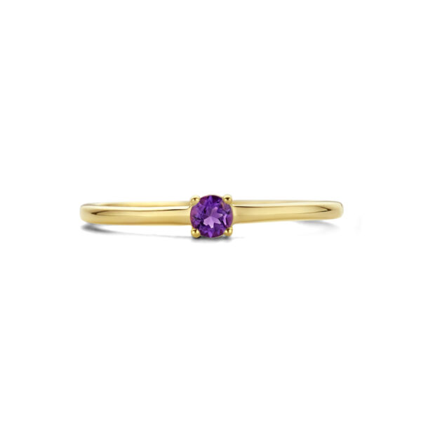 ring met geboortesteen amethist februari 14K geelgoud - Afbeelding 3