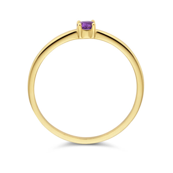 ring met geboortesteen amethist februari 14K geelgoud - Afbeelding 4