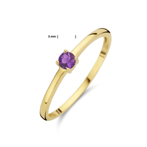 ring met geboortesteen amethist februari 14K geelgoud - Afbeelding 5