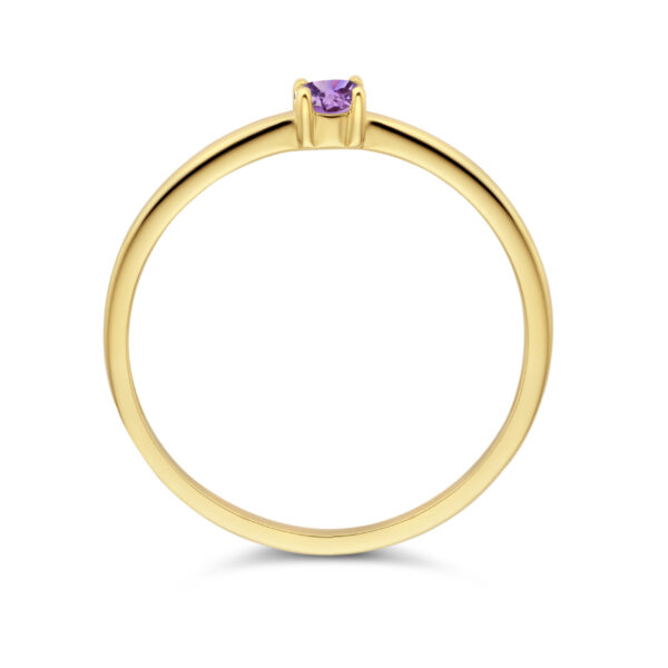 ring met geboortesteen lichtpaars amethist juni 14K geelgoud - Afbeelding 4