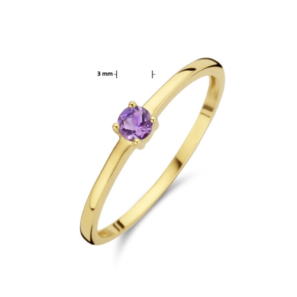 ring met geboortesteen lichtpaars amethist juni 14K geelgoud - Afbeelding 5