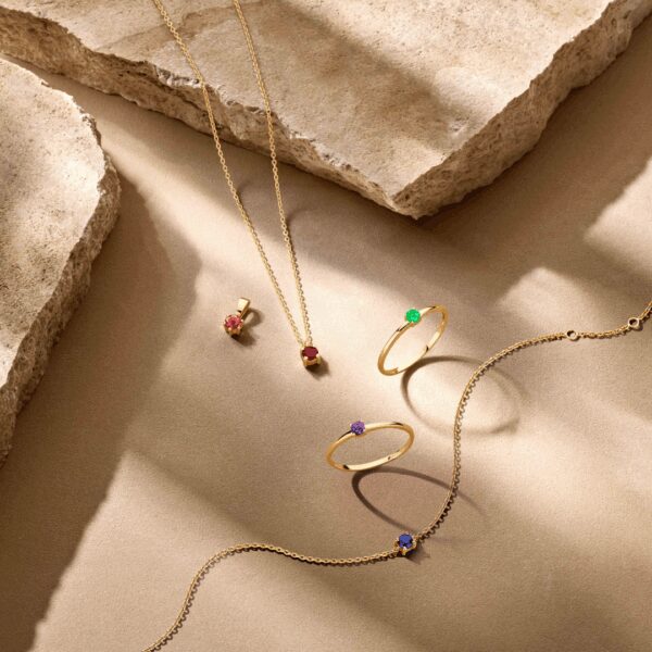 ring met geboortesteen lichtpaars amethist juni 14K geelgoud - Afbeelding 6