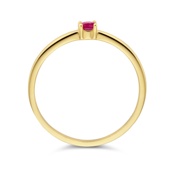 ring met geboortesteen robijn juli 14K geelgoud - Afbeelding 4