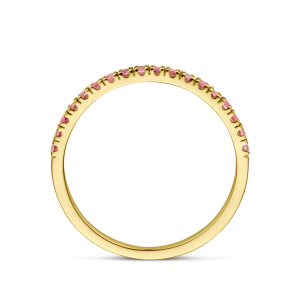 ring met geboortesteen roze toermalijn oktober 14K geelgoud - Afbeelding 3