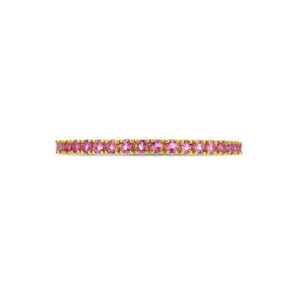 ring met geboortesteen roze toermalijn oktober 14K geelgoud - Afbeelding 4