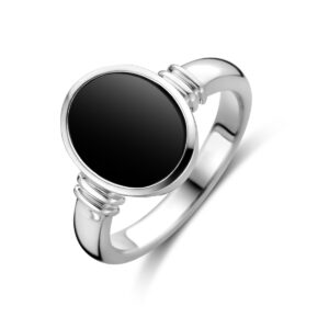 ring onyx zilver gerhodineerd