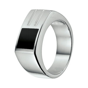 ring onyx zilver wit