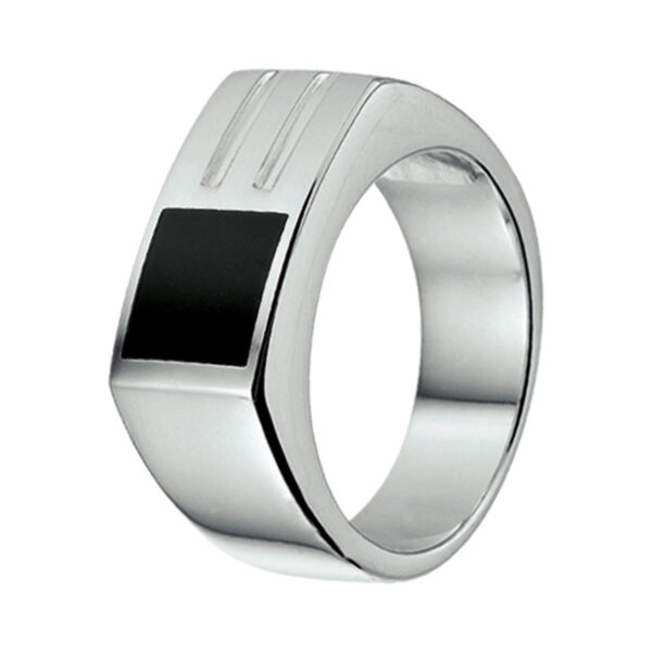 ring onyx zilver wit