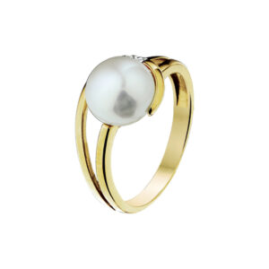 ring parel en diamant 0.015ct h si 14K geelgoud
